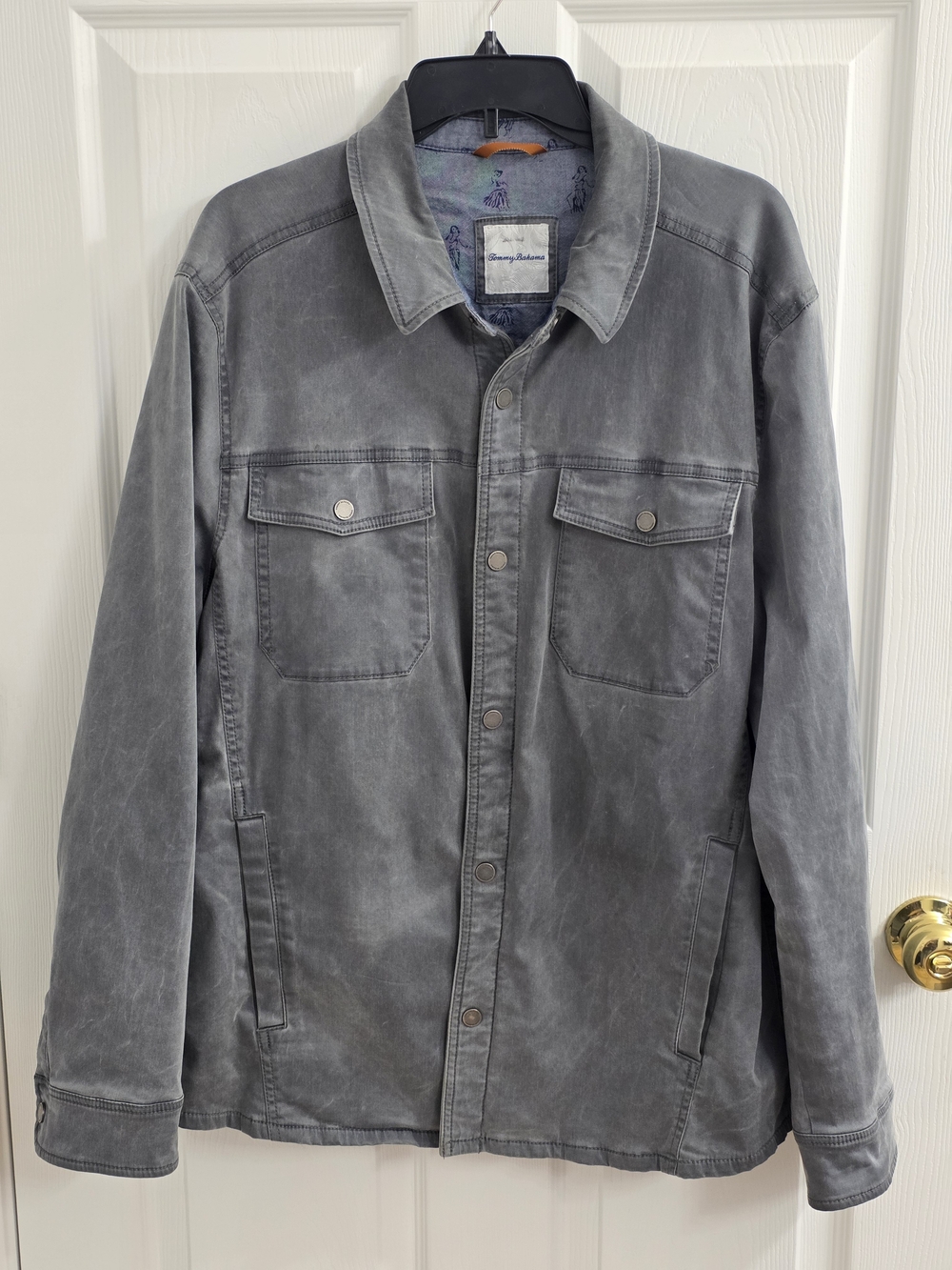 Tommy Bahama Gray Heavy Button-Up Shirt Jacket